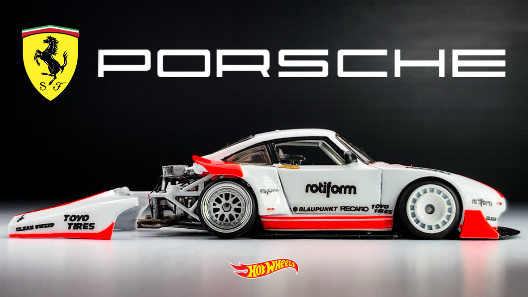 Diecast Custom- Ferrari Engine powered Porsche - hot Wheels custom