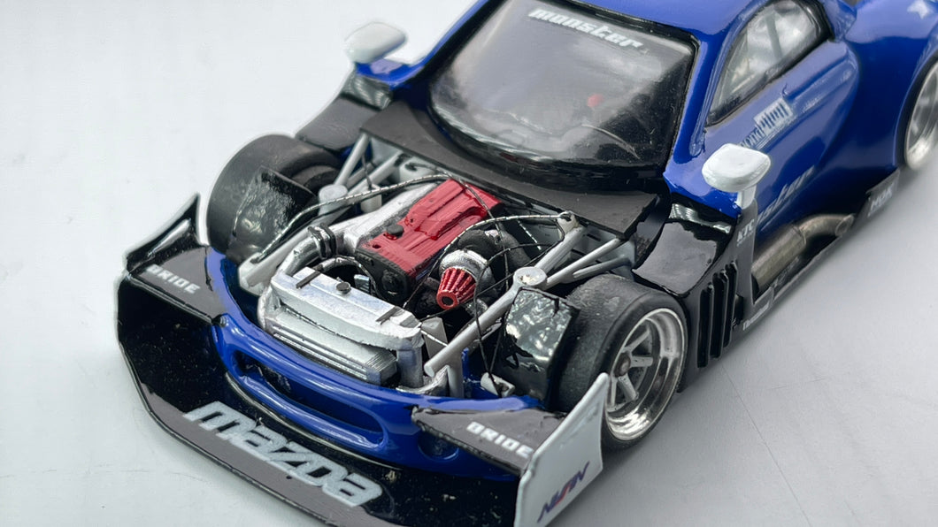 Diecast Custom - Mazda RX7 Time Attack Monster powered by RB26DET engine - Hot wheels Custom