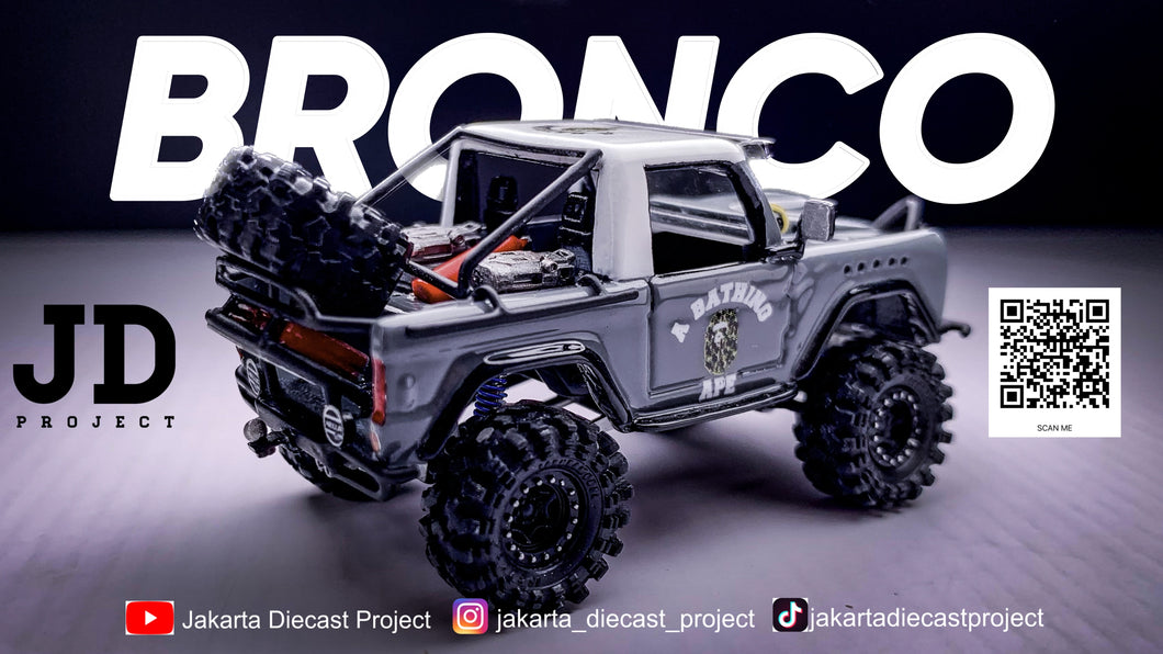 Diecast Custom - Ford Bronco Offroad with working suspension  and steering - Hot wheels Custom