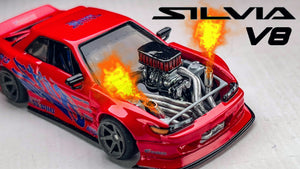 Diecast Custom - Nissan Silvia S13 V8 Tyre Slayer - Hotwheels Custom