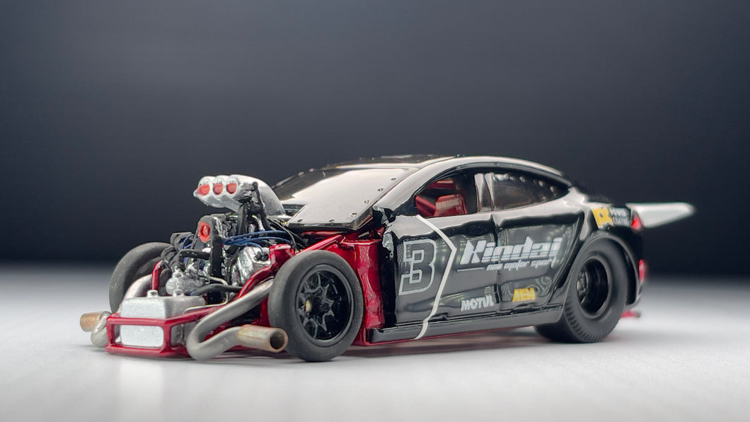 Diecast Custom - Tesla S Plaid Drag V8 Engine - Hot wheels Custom