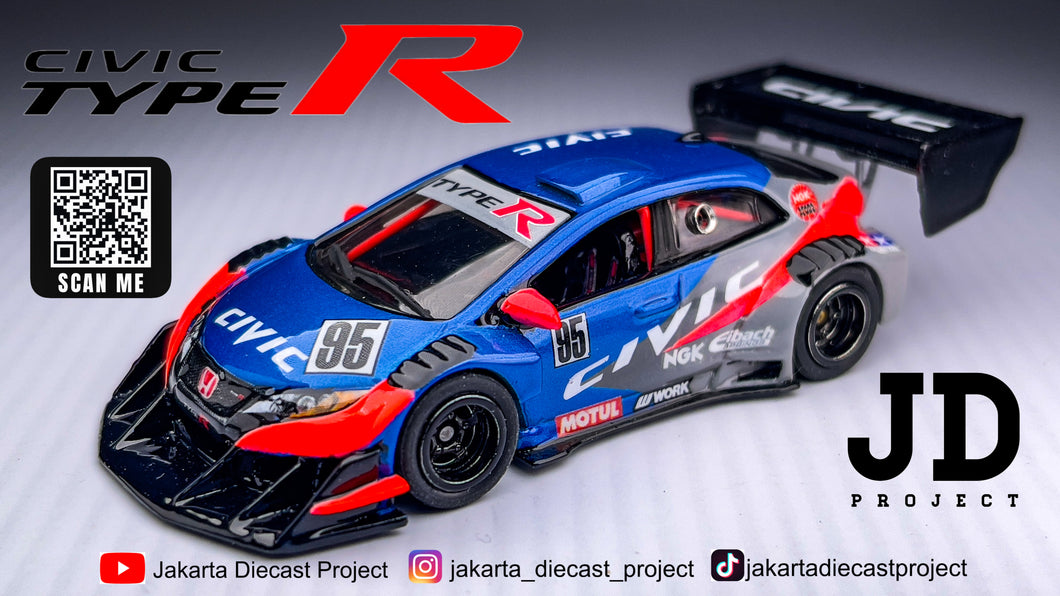 Diecast Custom - Honda Civic FK2 with Rear Engine V8 Twin Turbo monster Pikes Peak - Hot Wheels Custom