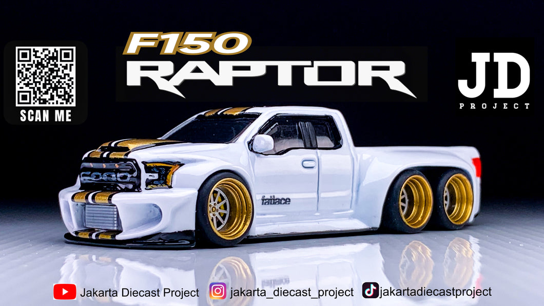 Diecast Custom - Ford F-150 Raptor Slammed 6 Wheeler - Hot Wheels Custom