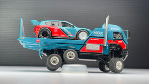 Diecast Custom - Aerolift Truck Hauler Offroad 6x6 Transporter with mazda CX3 Rally - Hot Wheels Custom
