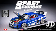 Load image into Gallery viewer, Diecast Custom - Nissan Skyline GTR R34 2 Fast 2 Furious Hycade Bodykit Rebuild - Hot Wheels Custom