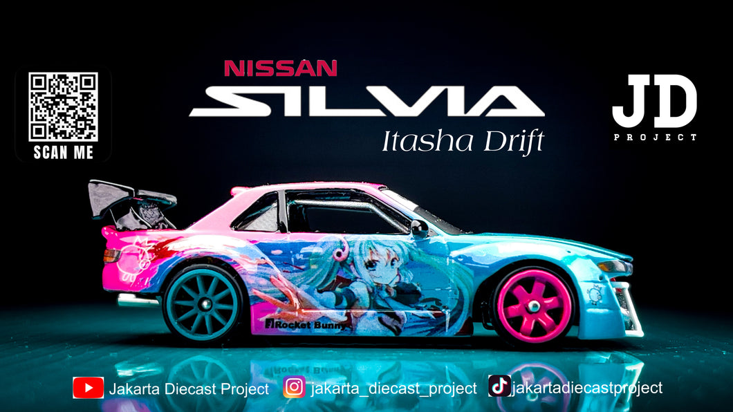 Diecast Custom - Nissan Silvia S13 Drift Rocket Bunny Itasha with Steering - Hot Wheels Custom