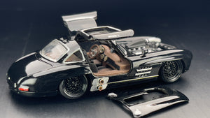 Diecast Custom - Mercedes Benz 300SL Gull Wing with V8 Turbo Engine - Hot Wheels Custom