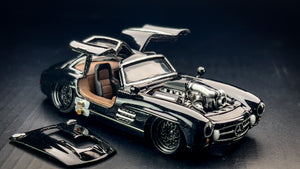 Diecast Custom - Mercedes Benz 300SL Gull Wing with V8 Turbo Engine - Hot Wheels Custom