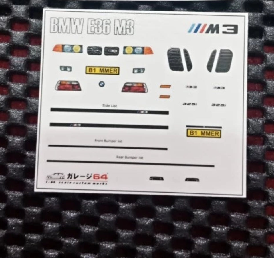 Decal Hot Wheels BMW M3 E36